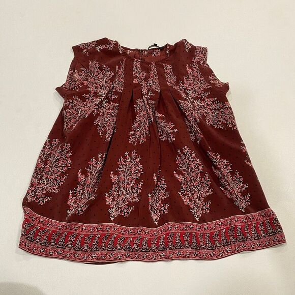 Madewell Boho Floral Sleeveless Blouse Red Brown XS - Picture 1 of 4